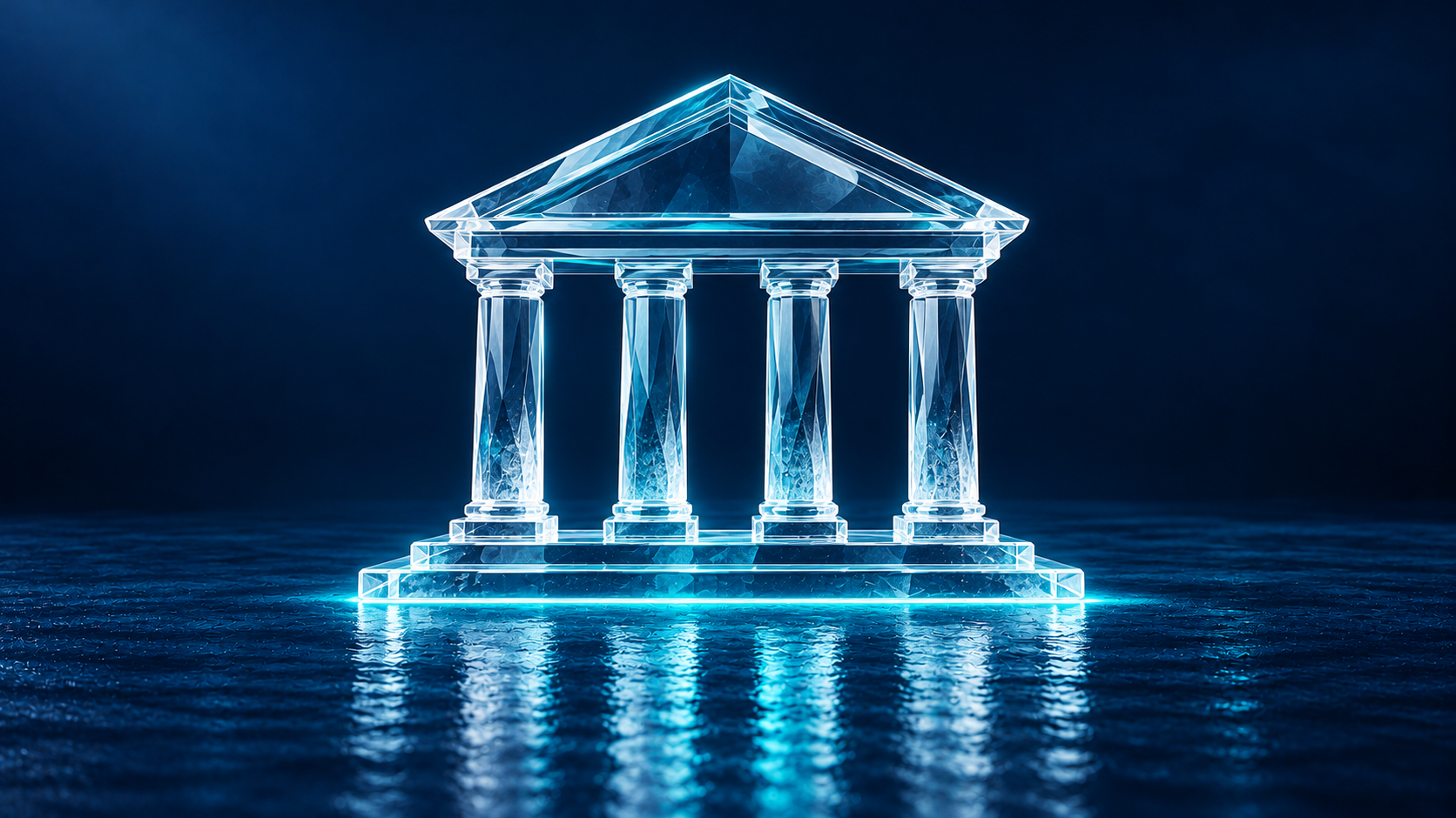 Representación conceptual de Gobierno en cristal azul y aqua